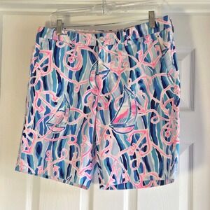 Lilly Pulitzer Mens Beaumont Stretch Shorts Skim Blue Reel Nauti Anchor Size 32‎